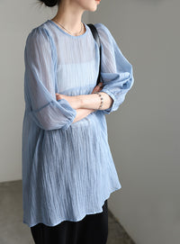 ボリュームスリーブシアーチュニック【SALE】