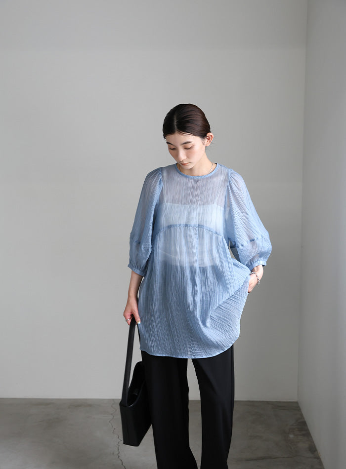 ボリュームスリーブシアーチュニック【SALE】