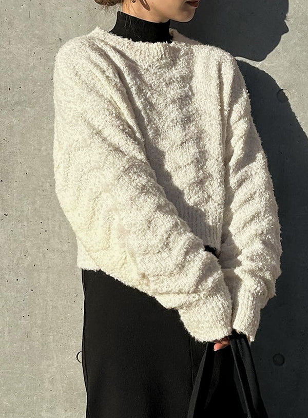 ウェーブデザインショートニット【SALE】