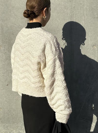 ウェーブデザインショートニット【SALE】
