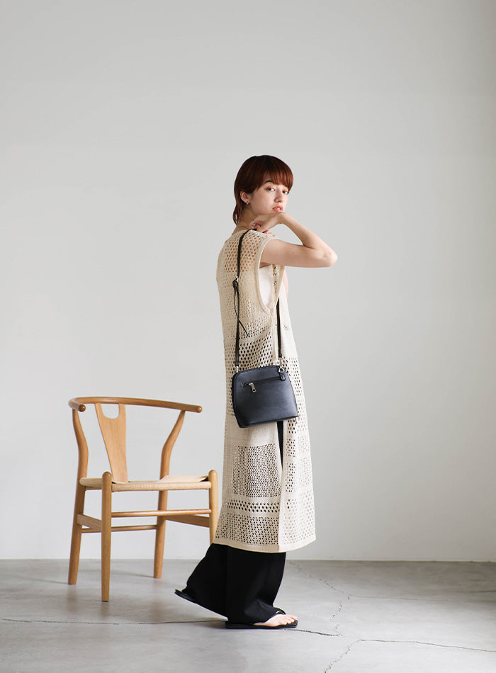 ノースリーブリネンタッチパッチワークメッシュワンピース – SELECT MOCA