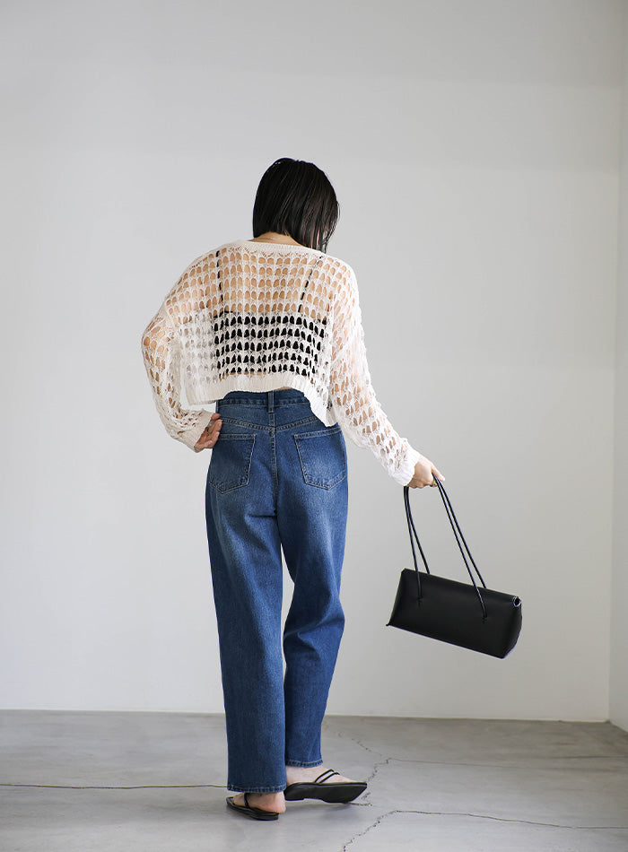 ショート丈メッシュニットトップス – SELECT MOCA