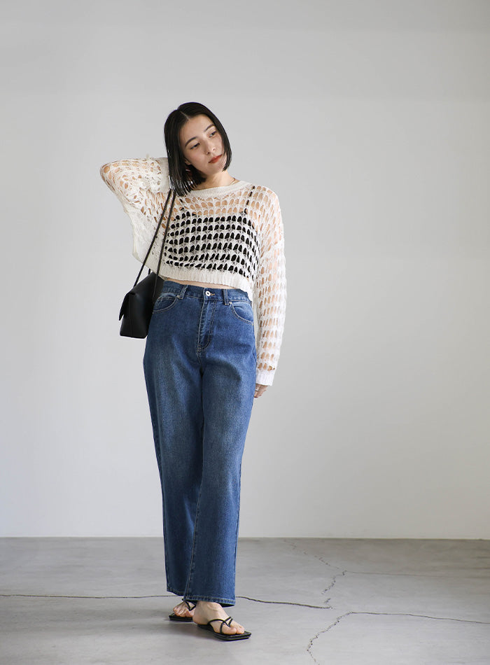 未使用　d.i.a. メッシュショート丈トップス セール】ショート丈メッシュニットトップス（Tシャツ/カットソー