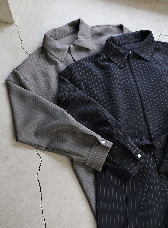 【値下げしました】AURALEE ダークグレー ストライプ オールインワン 値下げしました】AURALEE ダークグレー ストライプ オールインワン