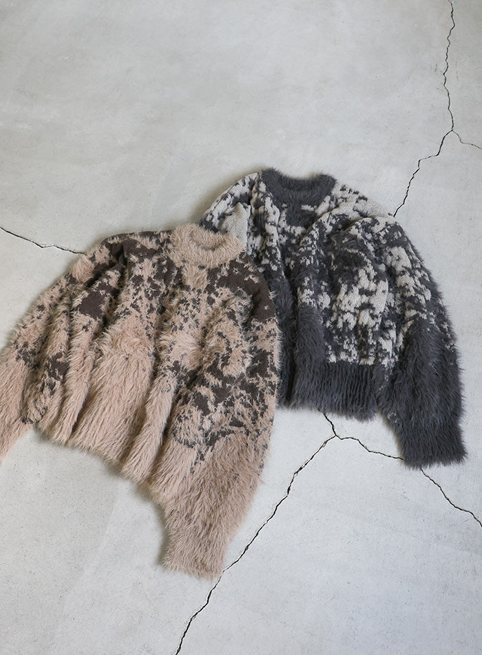 ニュアンスフェザーデザインニット