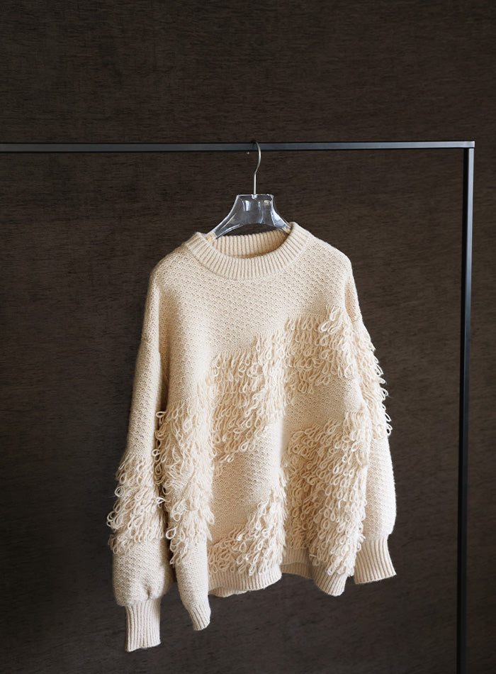 【Et】Asymmetrical Loop Panel Knit