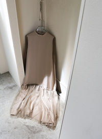 【オケージョン/結婚式】ヘムチュールサテンワンピース