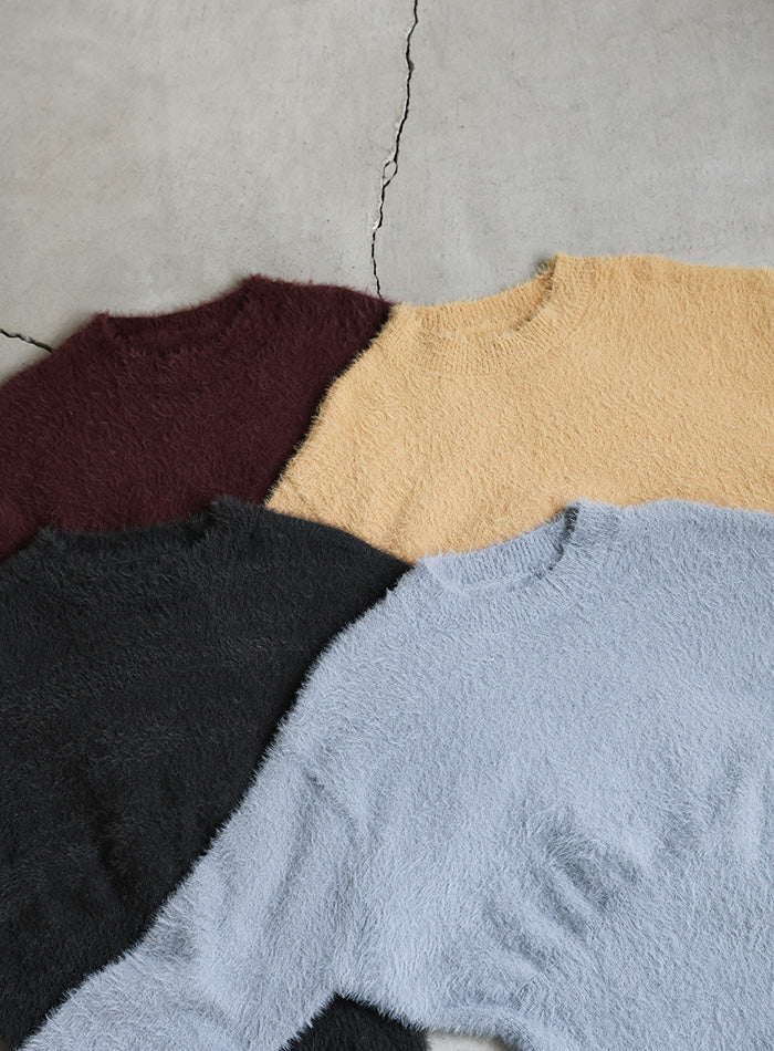 フェザーニットクルーネックトップス