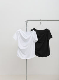 ドレープネックハーフスリーブTシャツ