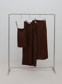 ラウンドネックサテンロングワンピース【セットアップ対応】【by SON】