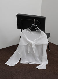 【Et】Sheer Blouse and Scarf Set