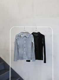 ランダムストライプベロアシャツ