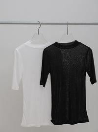 ボトルネックシアーTシャツ