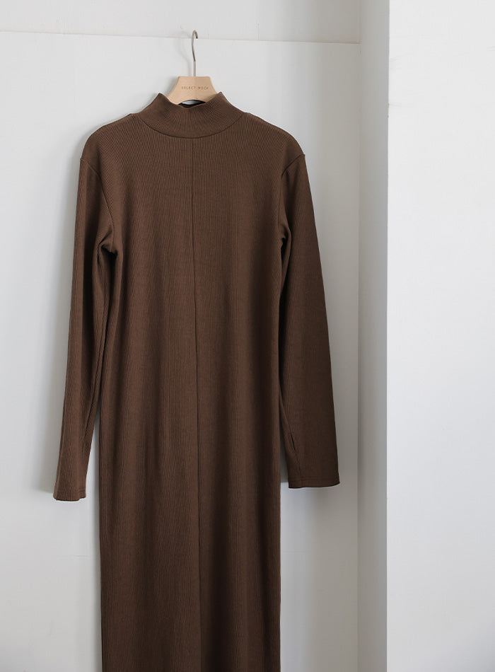 【サイズ展開あり】フィンガースリーブプチハイリブワンピース