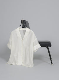 【Et】Open-Collar Sheer Shirt