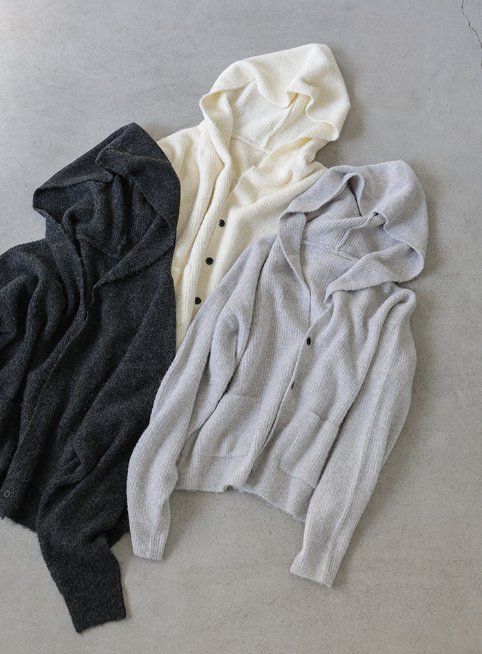 フーディーニットカーディガン