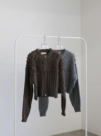 ループデザインダブルジップカーディガン
