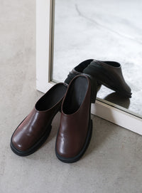 フェイクレザースライドシューズ