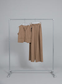 【Et】Mannish Vest and Tuck Pants Set