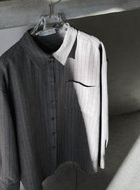 ピーチスキンストライプオーバーシャツ