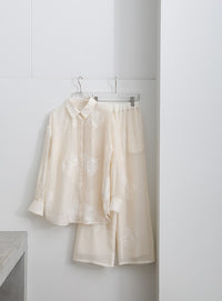 フラワーエンブロイダリーシアーワイドパンツ【セットアップ対応】【by SON】