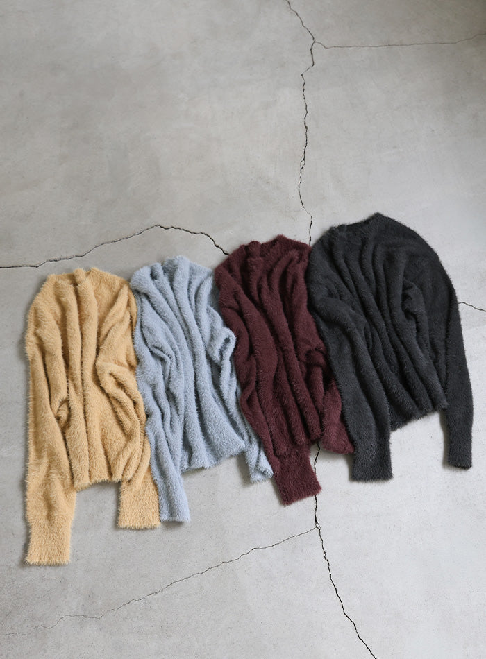 フェザーニットクルーネックトップス