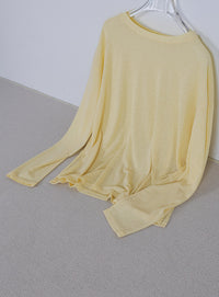 スラブシアークルーネックトップス