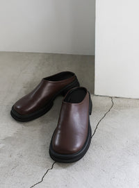 フェイクレザースライドシューズ