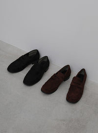 【4サイズ展開】スウェードギャザーローファー