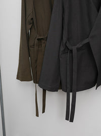 【Et】Collarless Wrap Jacket