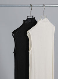 【Et】2Way Sheer Net Mock Neck Onepiece