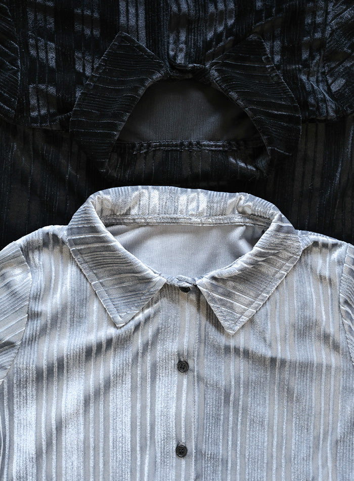ランダムストライプベロアシャツ