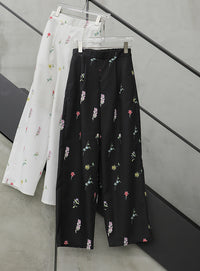 【official限定】フラワープリントワイドパンツ