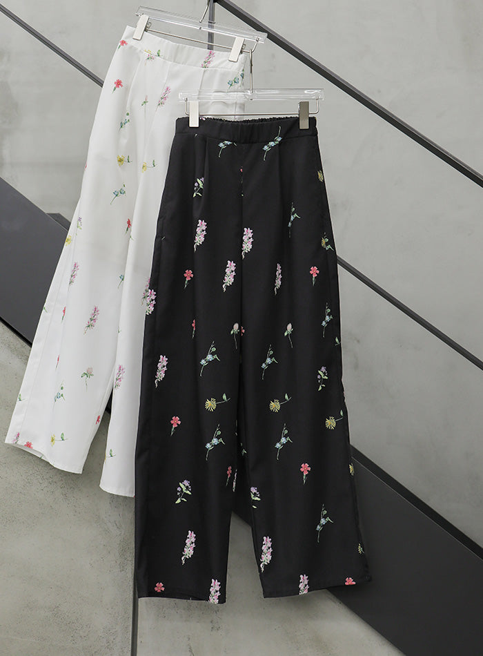 【official限定】フラワープリントワイドパンツ