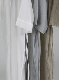 【Et】Half-sleeve Band Collar Sheer Shirt Onepiece