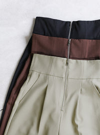 フロントファスナーハイウエストタックパンツ