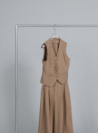 【Et】Mannish Vest and Tuck Pants Set