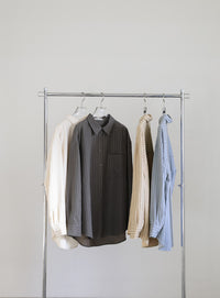 ピーチスキンストライプオーバーシャツ