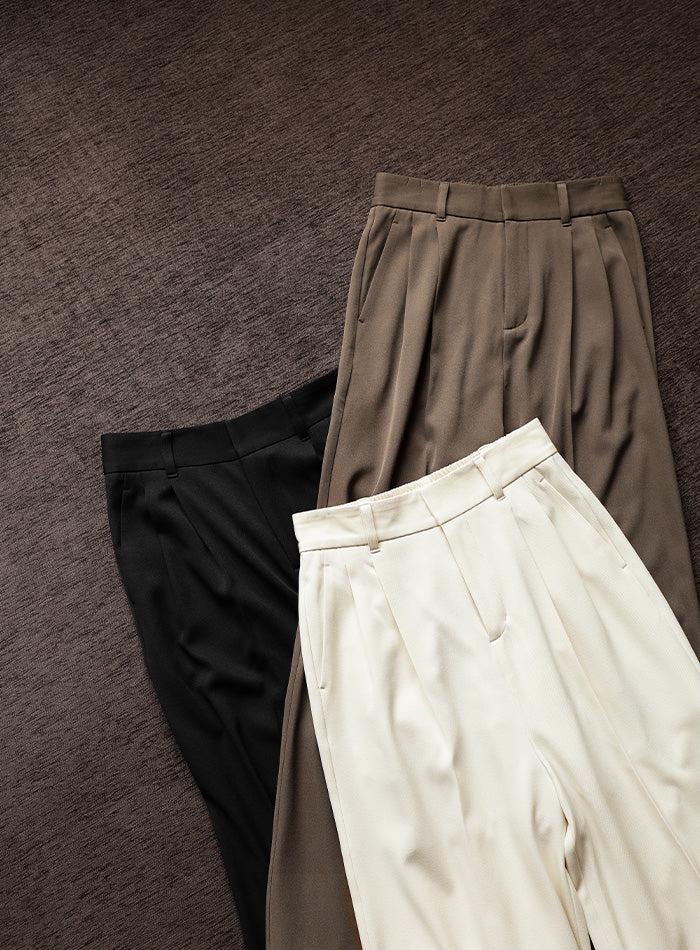 【Et】Two-tuck Wide Pants