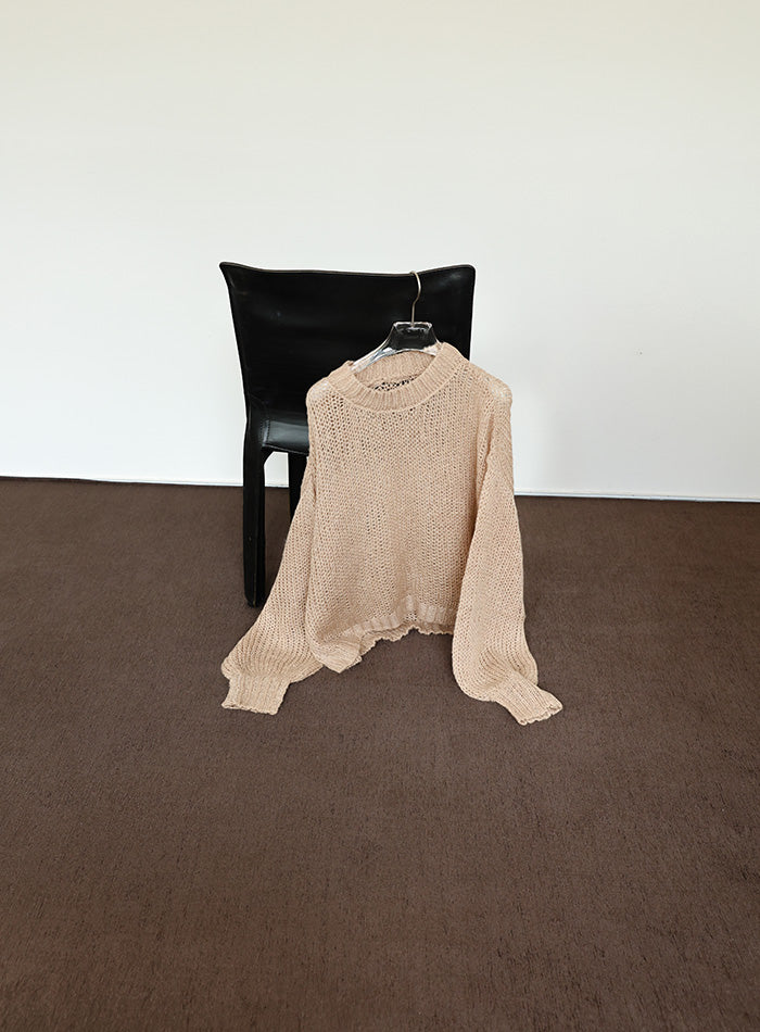 【Et】	Mohair-like Crew Neck Knit