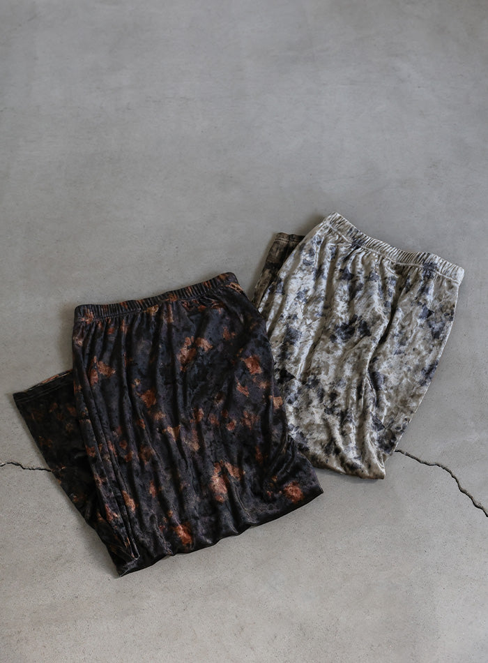 タイダイベロアナロースカート