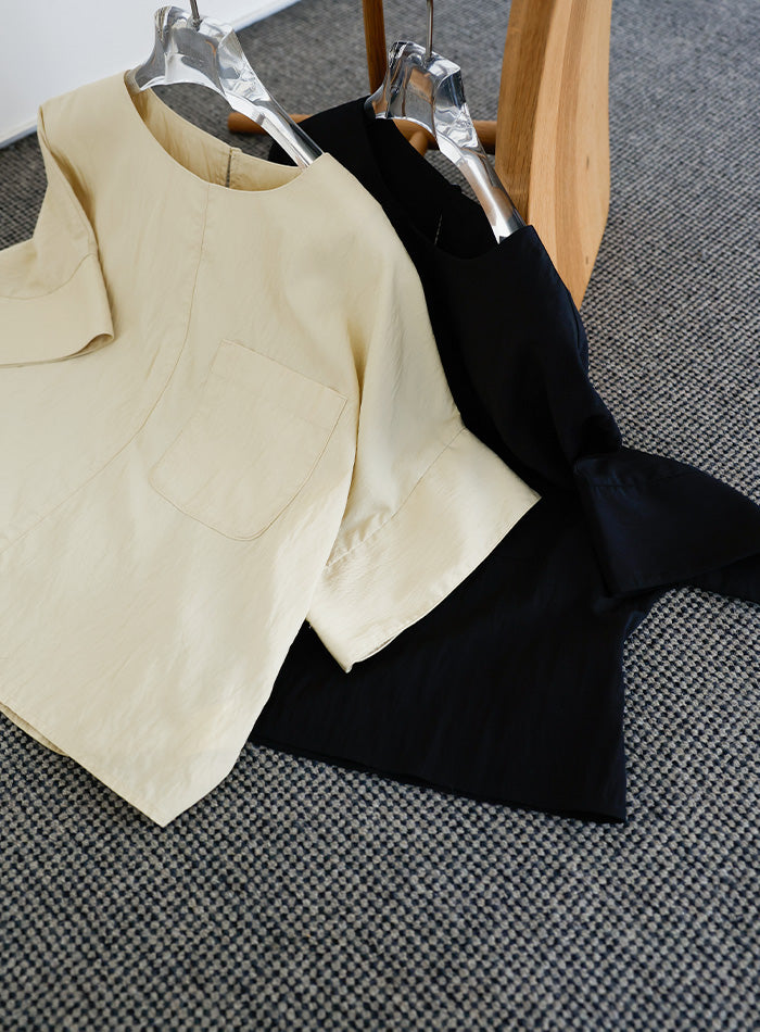 【Et】フロントポケットビッグカフスブラウス【SALE】