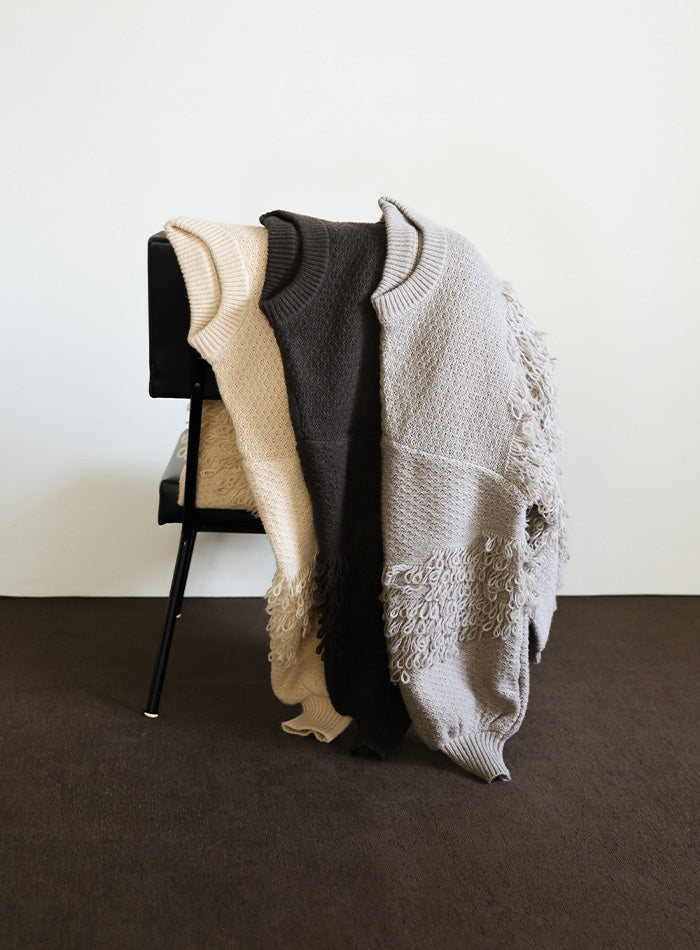 【Et】Asymmetrical Loop Panel Knit