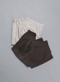 【Et】Twill Gathered Easy Wide Pants