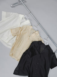 【Et】Open-Collar Sheer Shirt