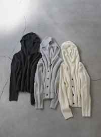 フーディーニットカーディガン