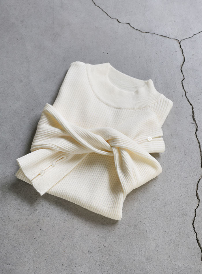 スリーブスリットプチハイリブニット