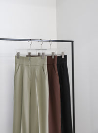 フロントファスナーハイウエストタックパンツ