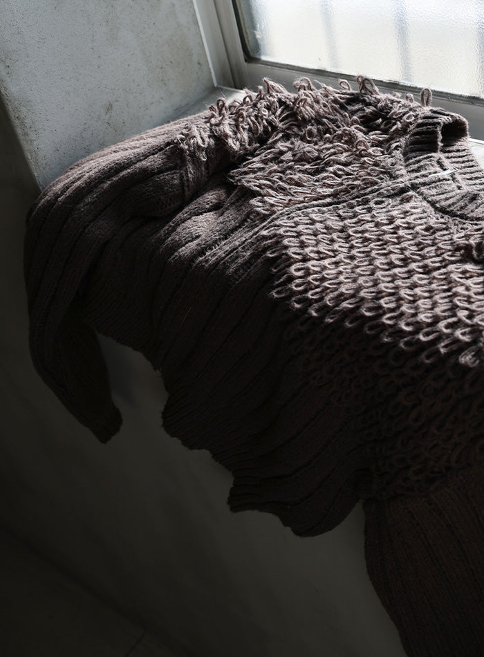 ループデザインダブルジップカーディガン