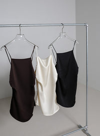 サイドスリットアシンメトリーサテンキャミソール【セットアップ対応】